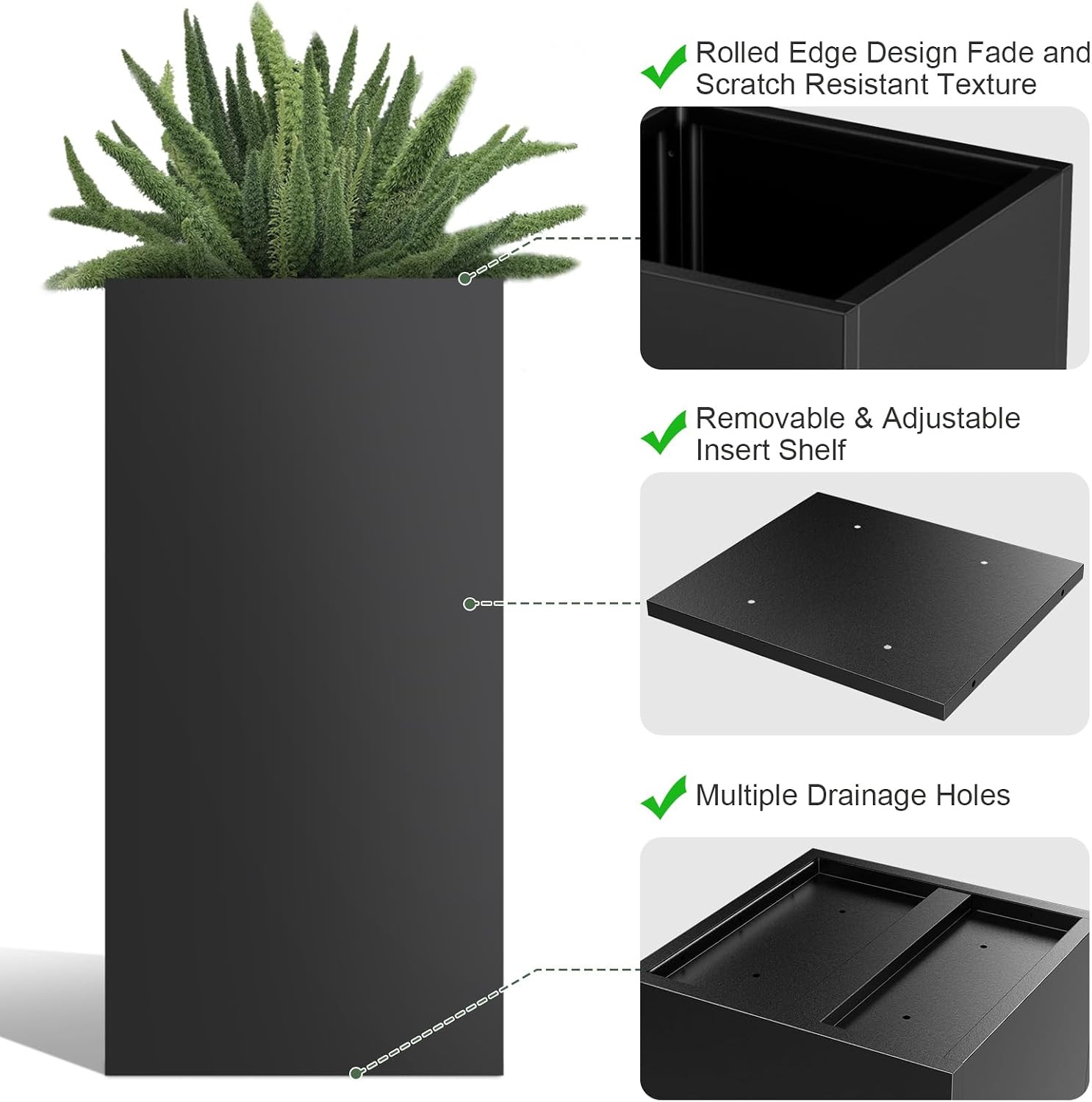 Metal Planter Box for Outdoor Plants 15" L x 15" W x 30" H 2 Pack, Heavy Duty Steel Planter Box w... | Amazon (US)