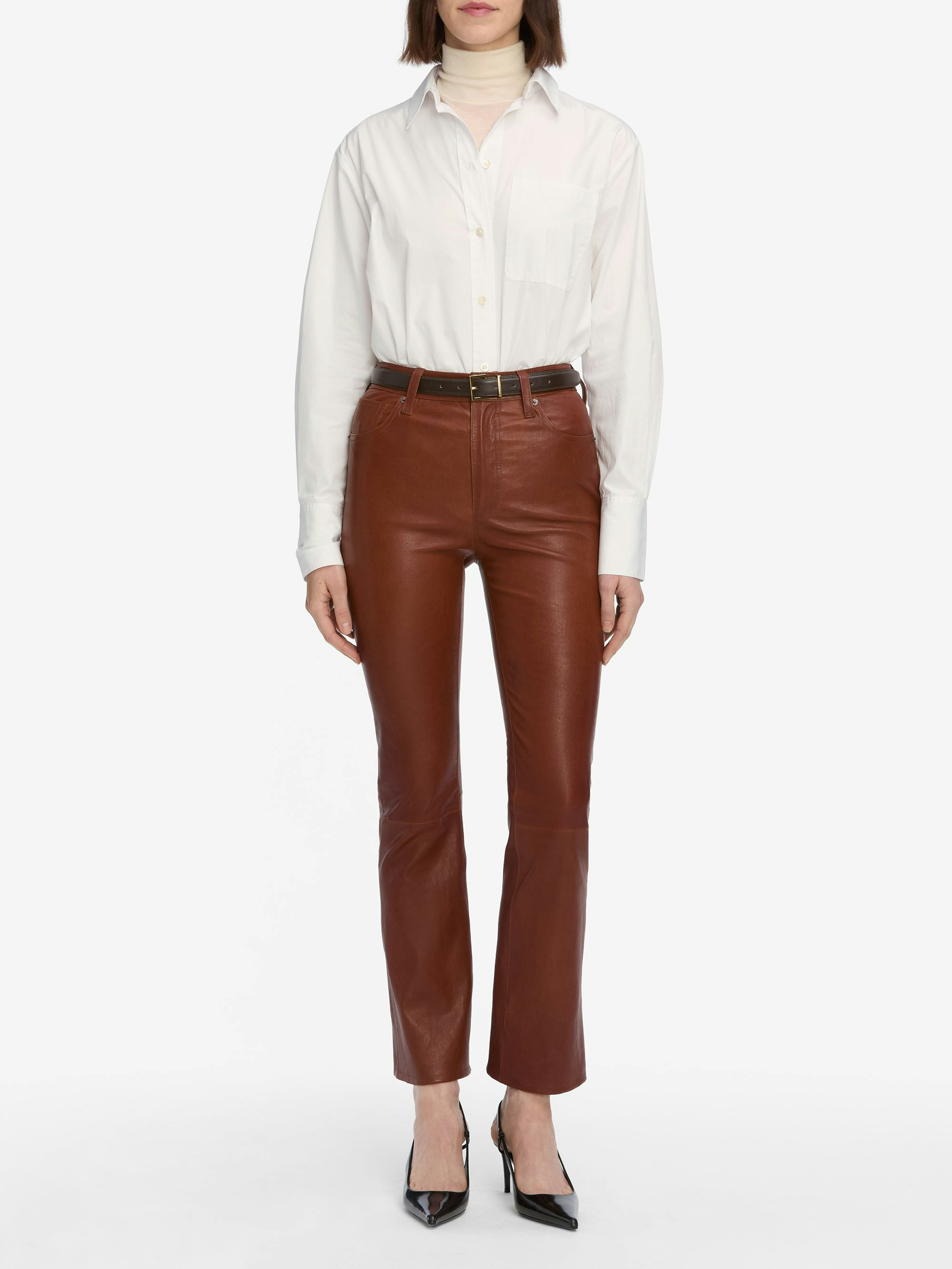 The Leather Reboot Crop -- Whiskey | Frame Denim