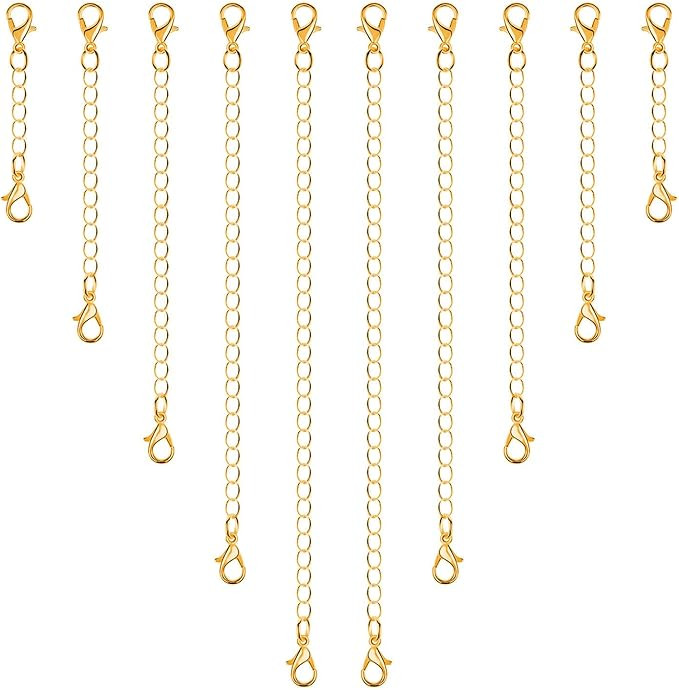 anezus Chain Extenders for Necklaces, 10pcs Gold Jewelry Extenders for Necklaces, Stainless Steel... | Amazon (US)