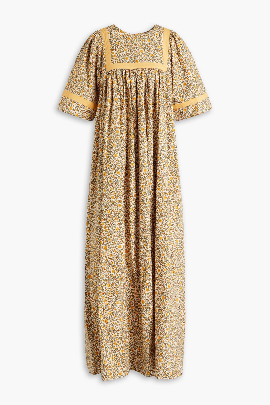 Ivory Hedi gathered floral-print organic cotton-poplin maxi dress | MEADOWS | THE OUTNET | The Outnet (APAC)