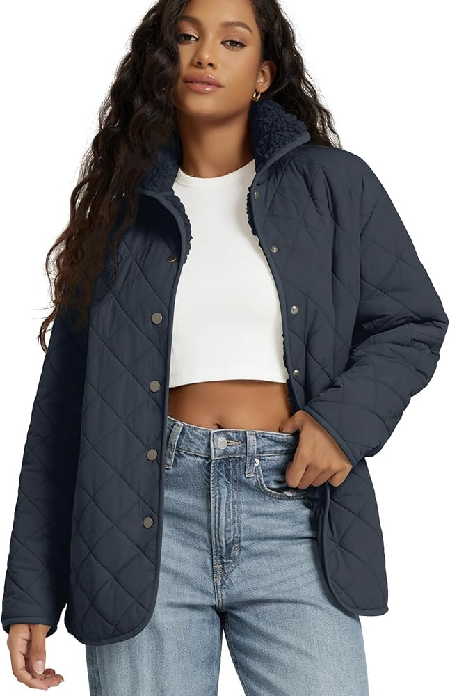 ODODOS Women's Sherpa Lined Insulated Jacket Snap Front Long Sleeve Coat Winter Warm Outerwear wi... | Amazon (US)