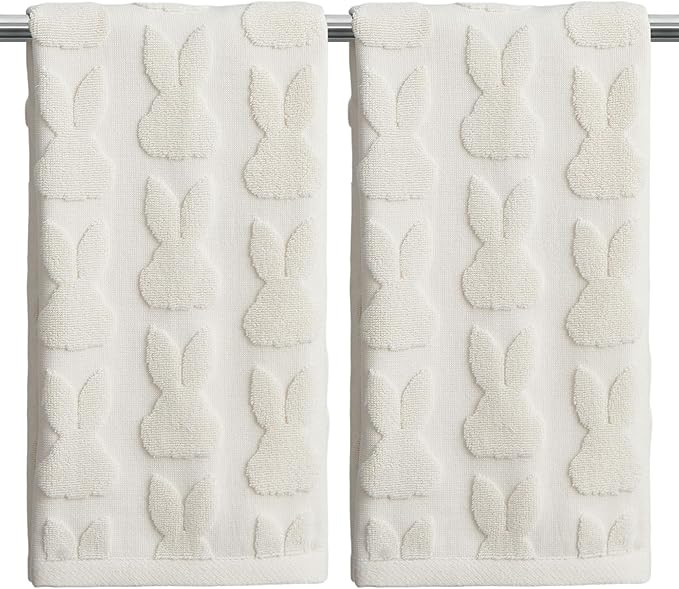 2Pcs Easter Hand Towels White Rabbit Cotton Bathroom Towel Decorative Absorbent Bath Towel for Dr... | Amazon (CA)