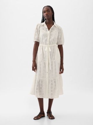 Eyelet Tiered Midi Dress | Gap (US)