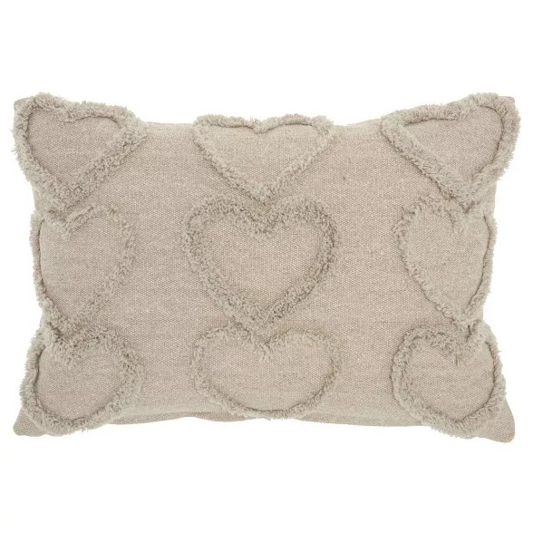 Life Styles Raised Hearts Throw Pillow Khaki - Mina Victory | Target