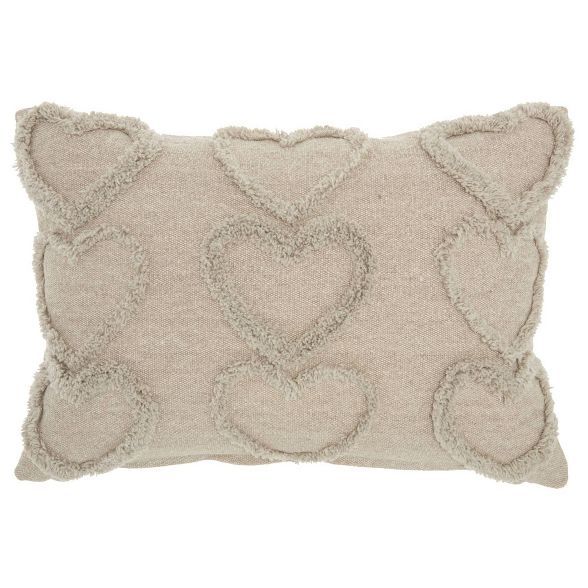 Life Styles Raised Hearts Throw Pillow Khaki - Mina Victory | Target