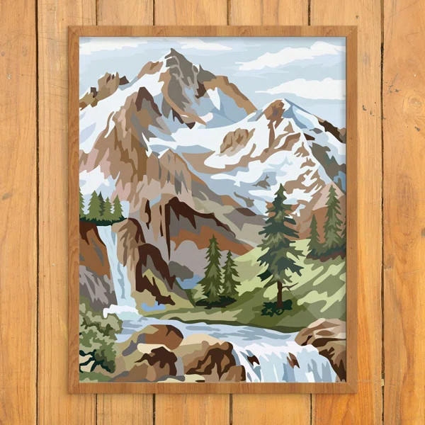 Paint by Number Snowy Mountain Scene - Graphic Art Print on Paper | Wayfair North America