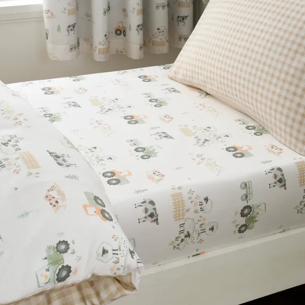 Set of 2 Farmyard Friends 100% Cotton Fitted Sheets | Dunelm