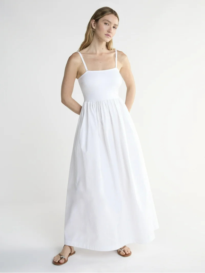 Scoop Women’s Mixed Fabric Maxi Dress, Sizes XS-XXL | Walmart (US)