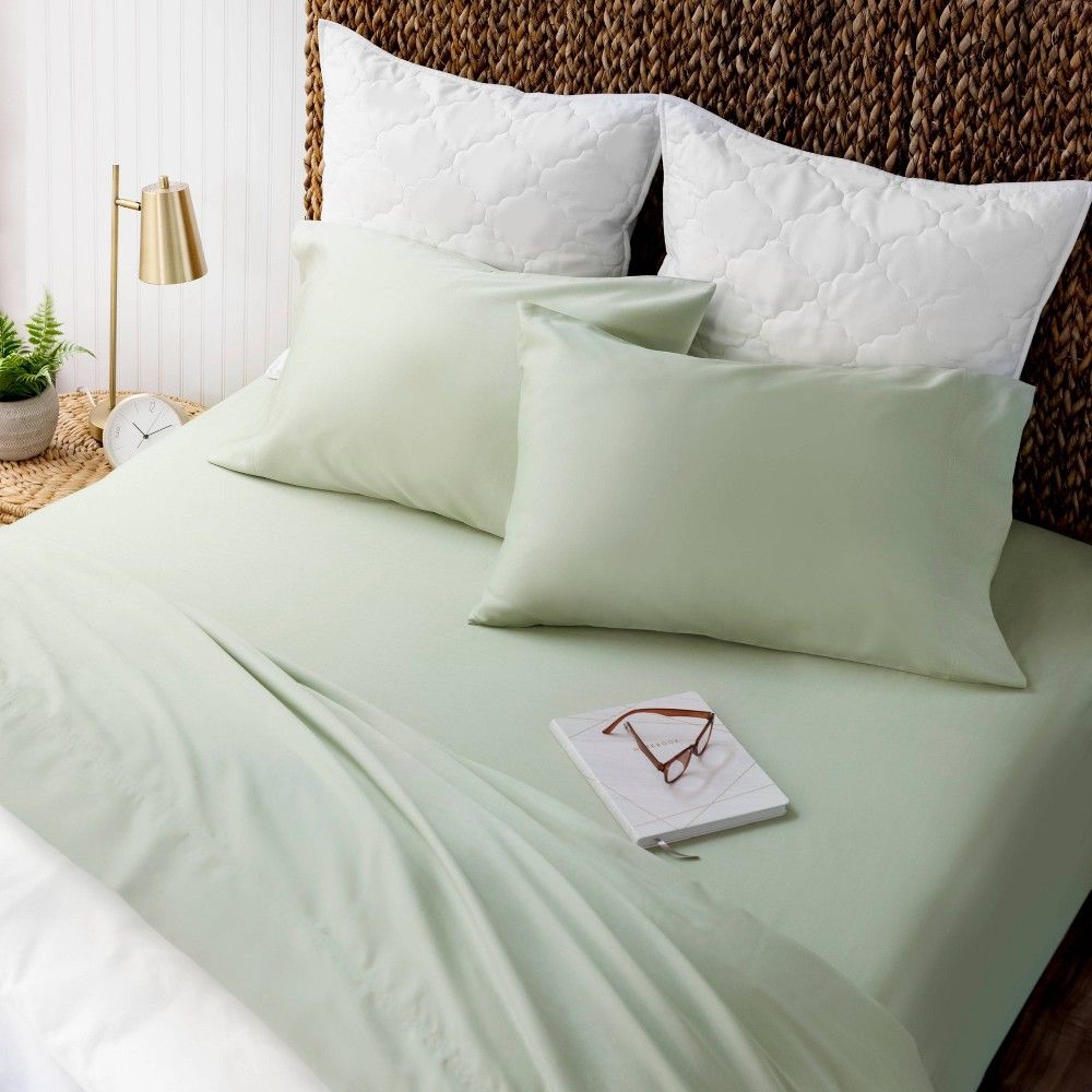 Queen Solid Cotton Sheet Set Sage - Martha Stewart | Target