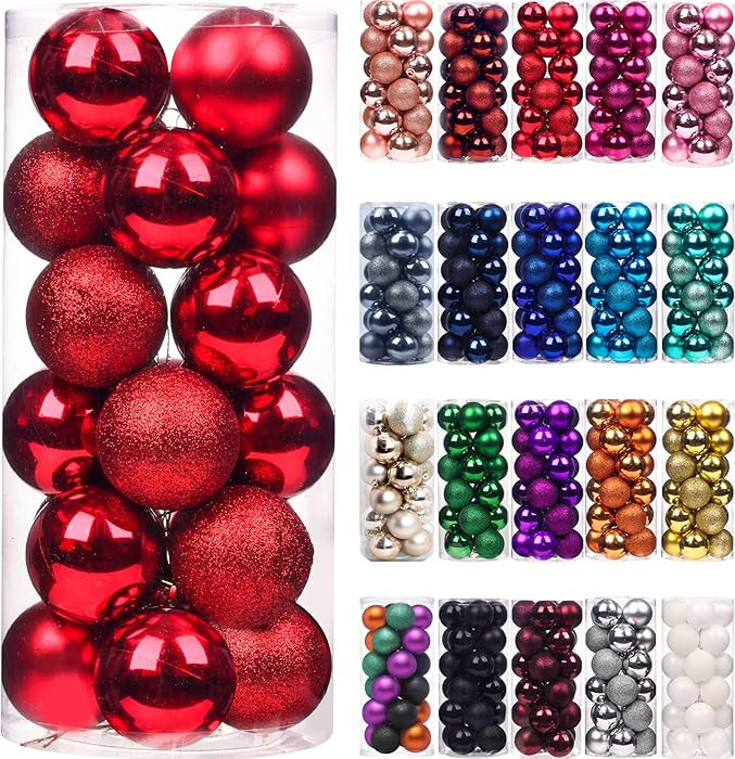Emopeak 24Pcs Christmas Balls Ornaments for Xmas Christmas Tree - Shatterproof Christmas Tree Dec... | Amazon (US)