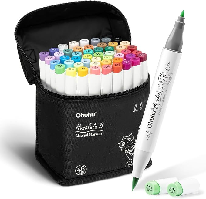 Ohuhu Alcohol Markers Brush and Fine Tip - Alcohol-based Art Sketch Marker Set for Artist Adults ... | Amazon (US)