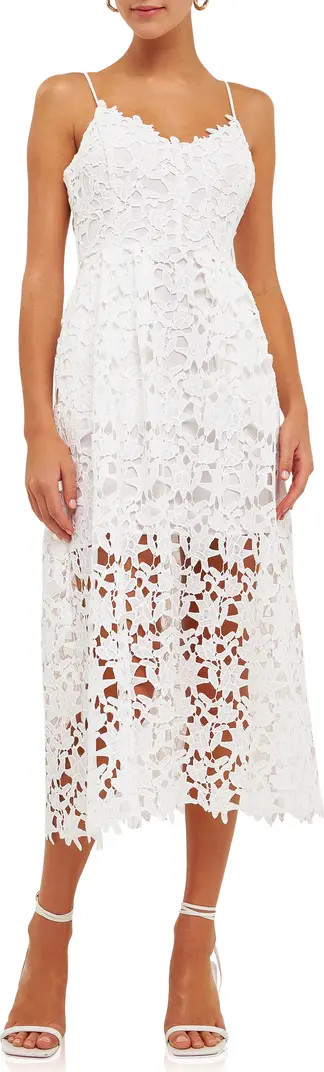 Endless Rose Lace Spaghetti Strap Midi Dress | Nordstrom | Nordstrom