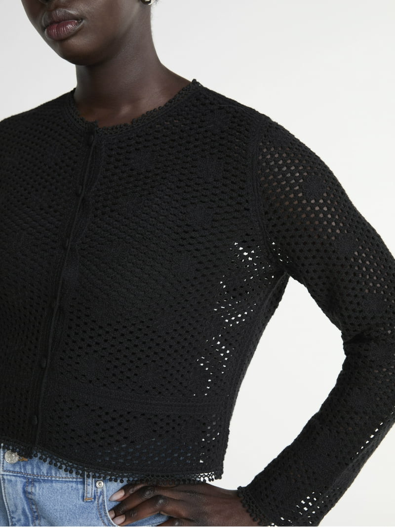 Scoop Women’s and Women’s Plus Crochet Flower Cardigan Sweater, Lightweight, Size XS-4X | Walmart (US)