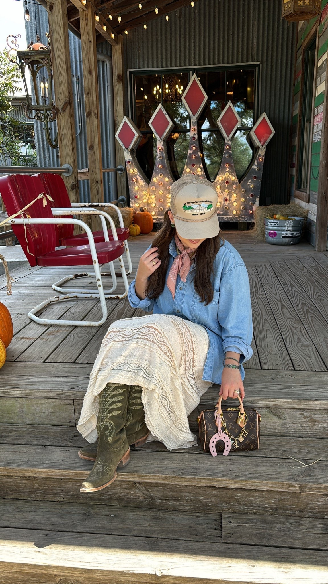 OOTD for Round Top shopping! 🤎

size large in top, medium in skirt. boots fit true to size and were SO comfy all day long! 

#LTKSeasonal #LTKStyleTip #LTKFindsUnder100