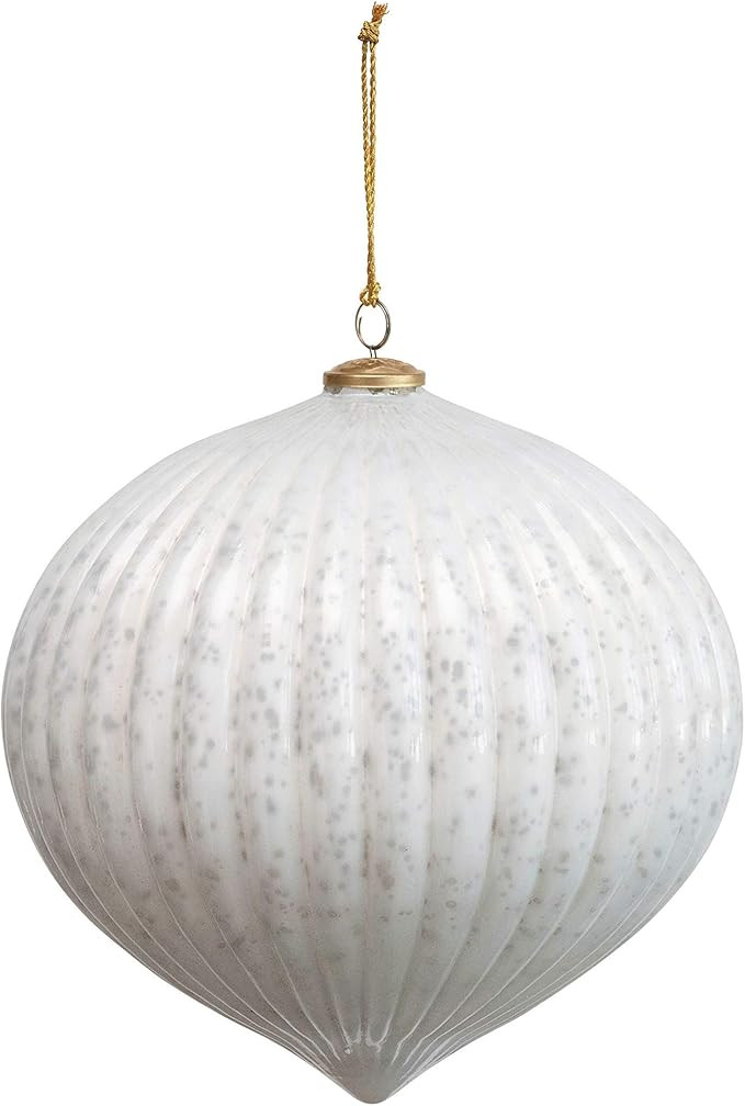Creative Co-Op 11" Round x 12" H Mercury, Antique White Finish, Truck Ship Glass Ornaments, Multi | Amazon (US)