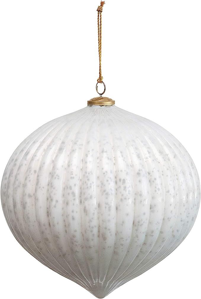 Creative Co-Op 11" Round x 12" H Mercury, Antique White Finish, Truck Ship Glass Ornaments, Multi | Amazon (US)