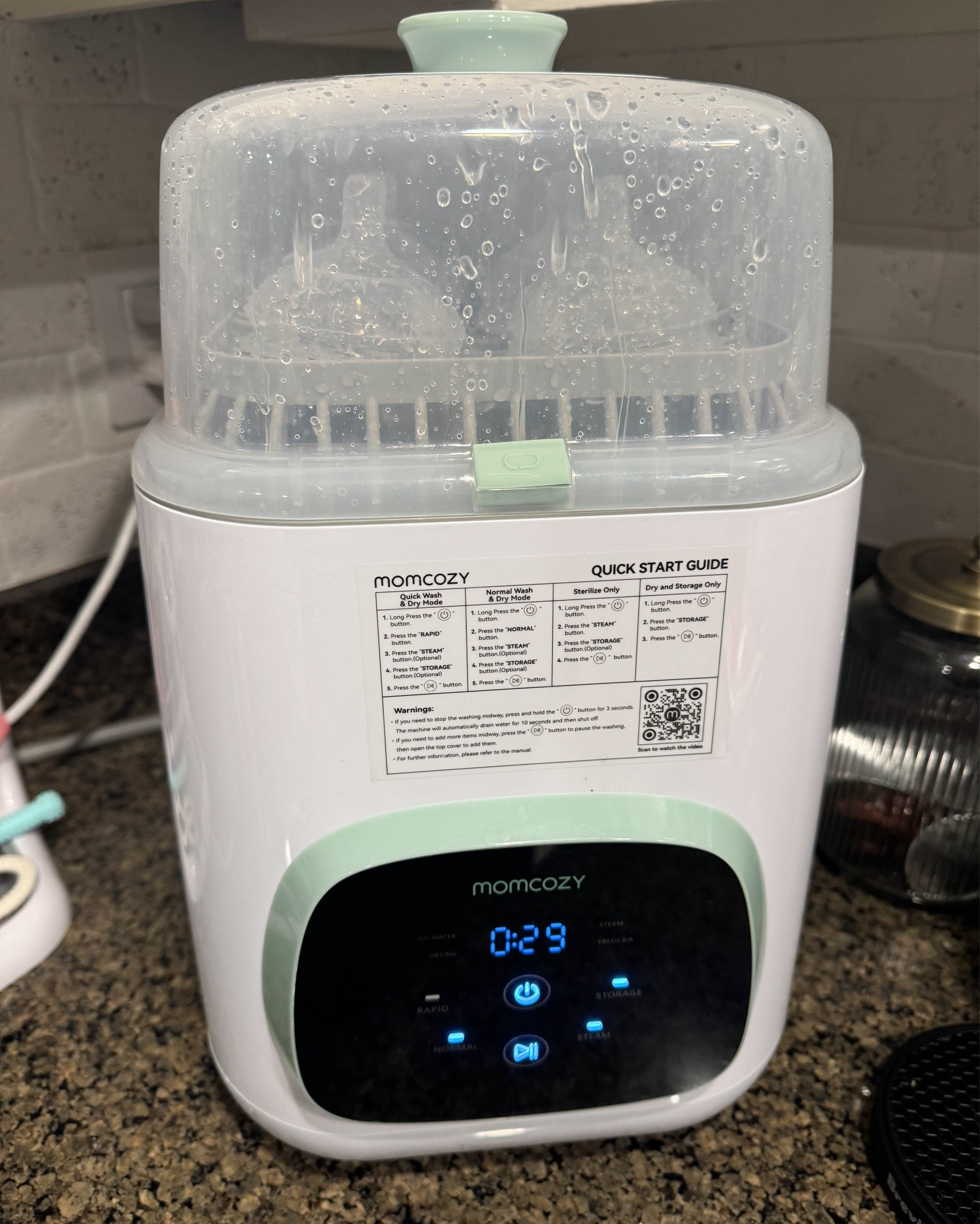 The best!! I highly recommend this bottle washer - I also use it for teethers, pacis etc. It saves so much time instead of handwashing. It’s helpful even for people that use their dishwasher for baby items in case you don’t run your dishwasher daily! It has a lot of options (quick wash and dry, normal wash and dry, sterilize only, dry and storage only). For bottles, I do a quick rinse in the sink and throw them in. 

#LTKBaby