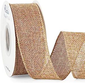 Ribbli Burlap Wired Ribbon,1-1/2 Inch x 10 Yard,Natural,Solid Wired Edge Ribbon for Big Bow,Wreat... | Amazon (US)