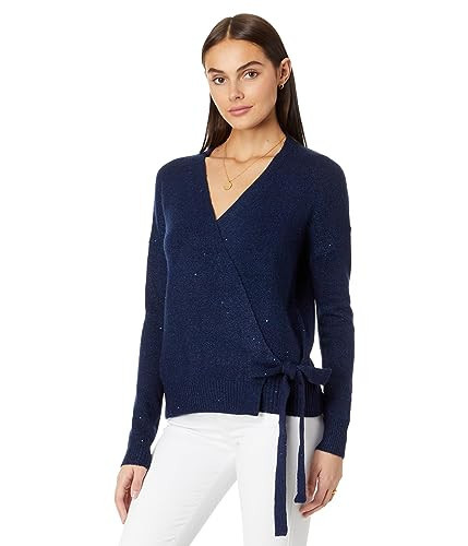 Lilly Pulitzer Dixie Wrap Sweater Aegean Navy Metallic XL | Amazon (US)