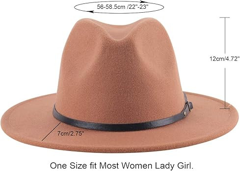 Lanzom Womens Classic Wide Brim Floppy Panama Hat Belt Buckle Wool Fedora Hat | Amazon (US)