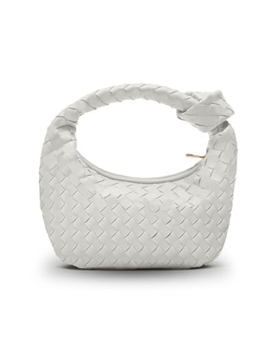 Woven Purse - Woven bags for women - Small Hobo Bags - Fashion Knotted Top Handle Handbags Clutch - Soft Vegan Leather White | Amazon (US)