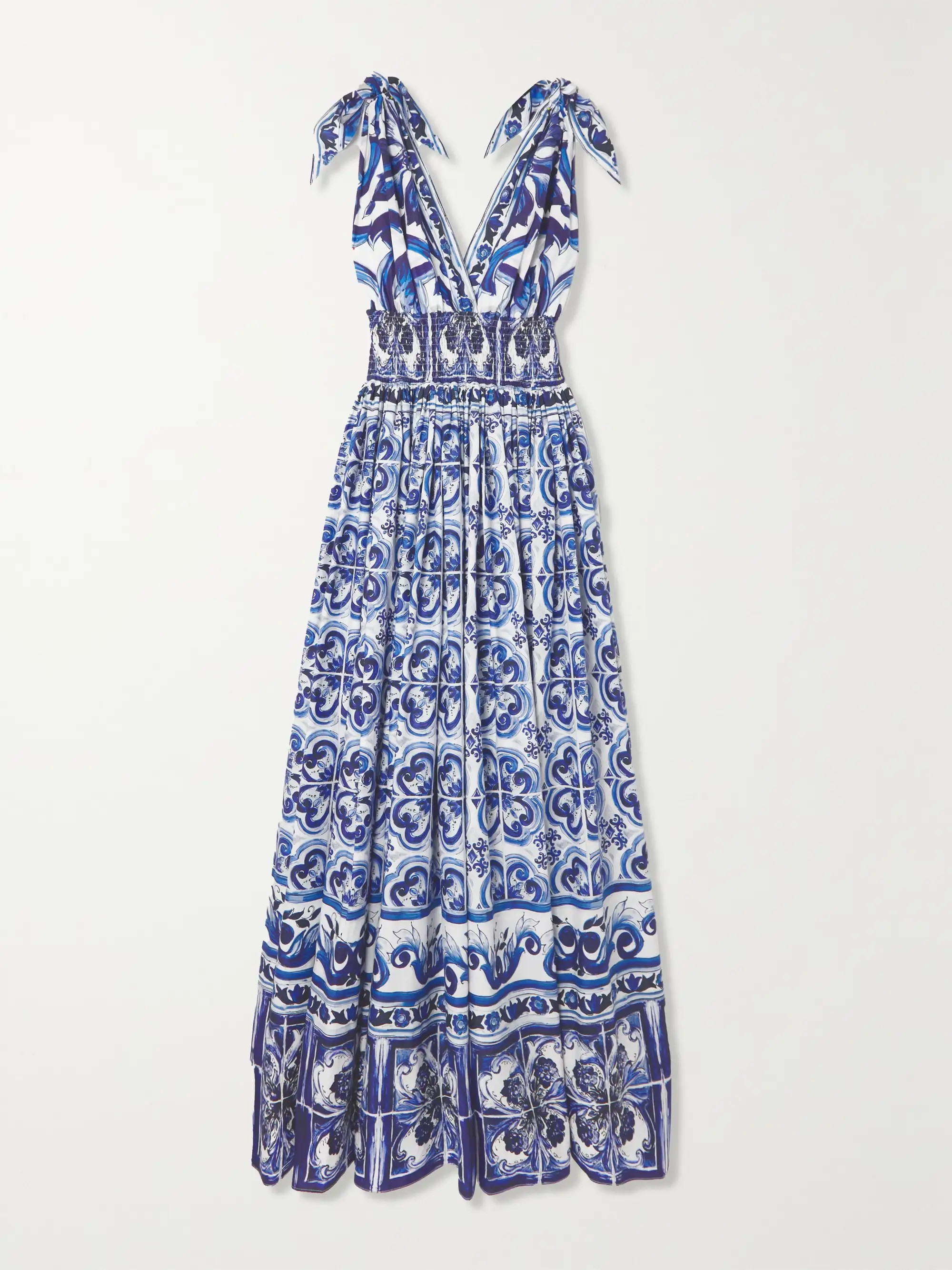 Open-back shirred printed cotton-poplin maxi dress | NET-A-PORTER (UK & EU)