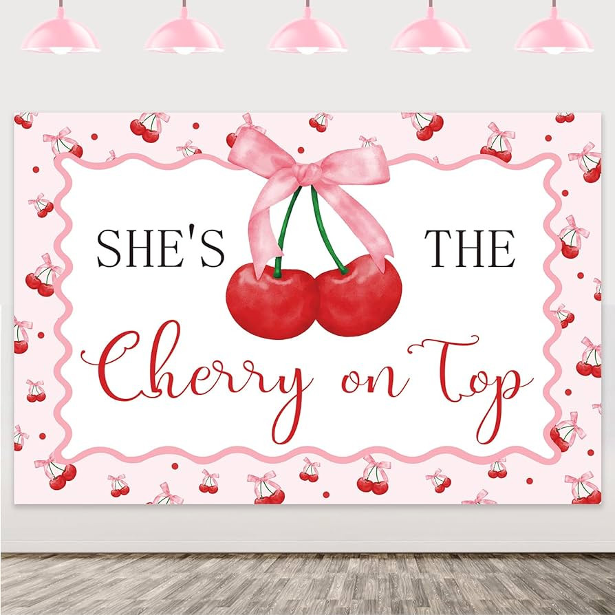 She's The Cherry on Top Backdrop Cherry Bow Party Decorations Coquette Cherry Bridal Shower Backd... | Amazon (US)