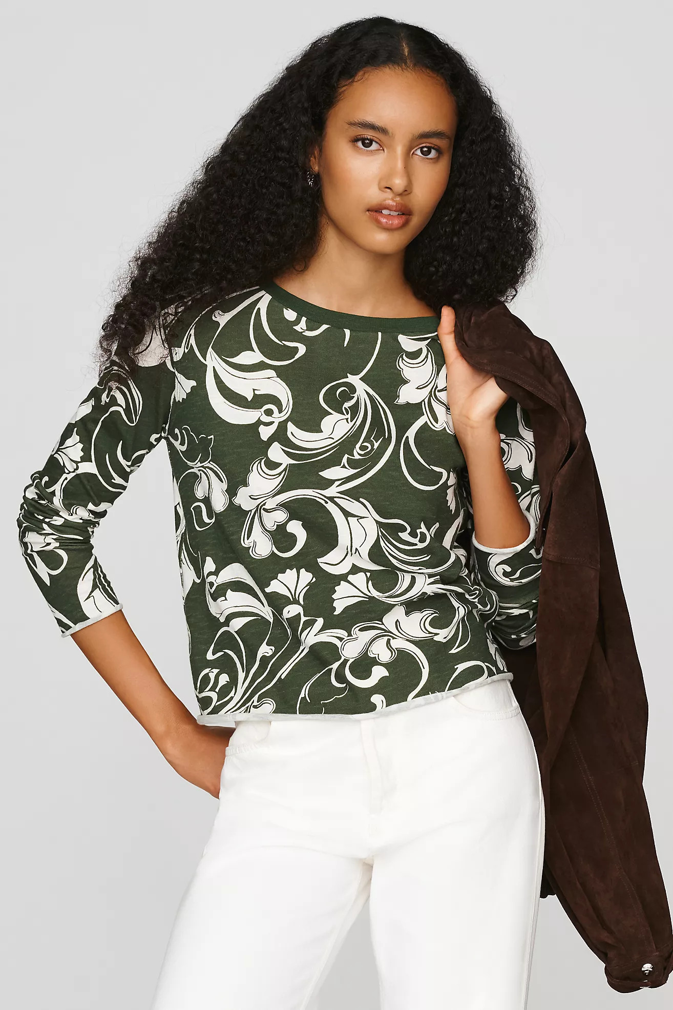 Maeve Caitlin 100% Cotton Boxy Long Sleeve Tee | Anthropologie (US)