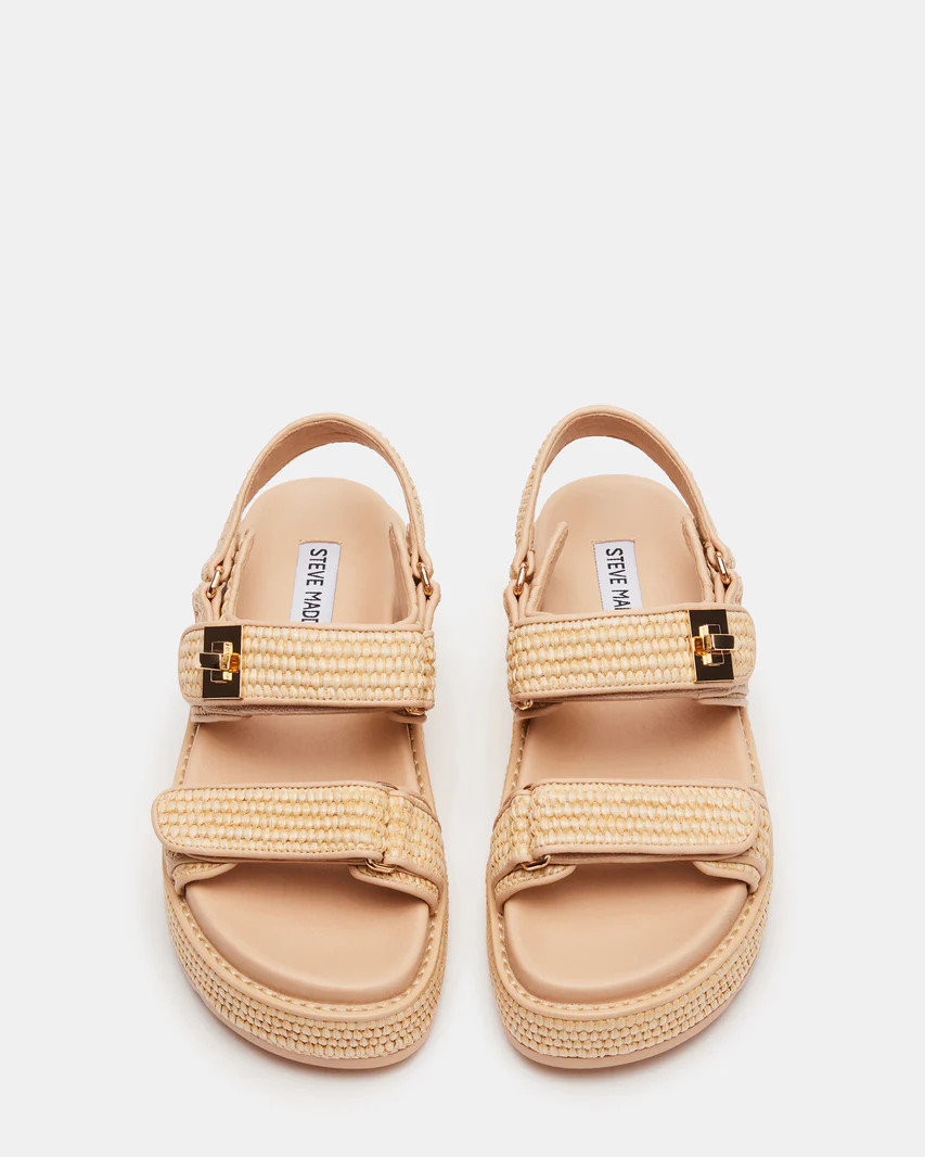 BIGMONA Natural Raffia Platform Sandal | Women's Sandals | Steve Madden (US)