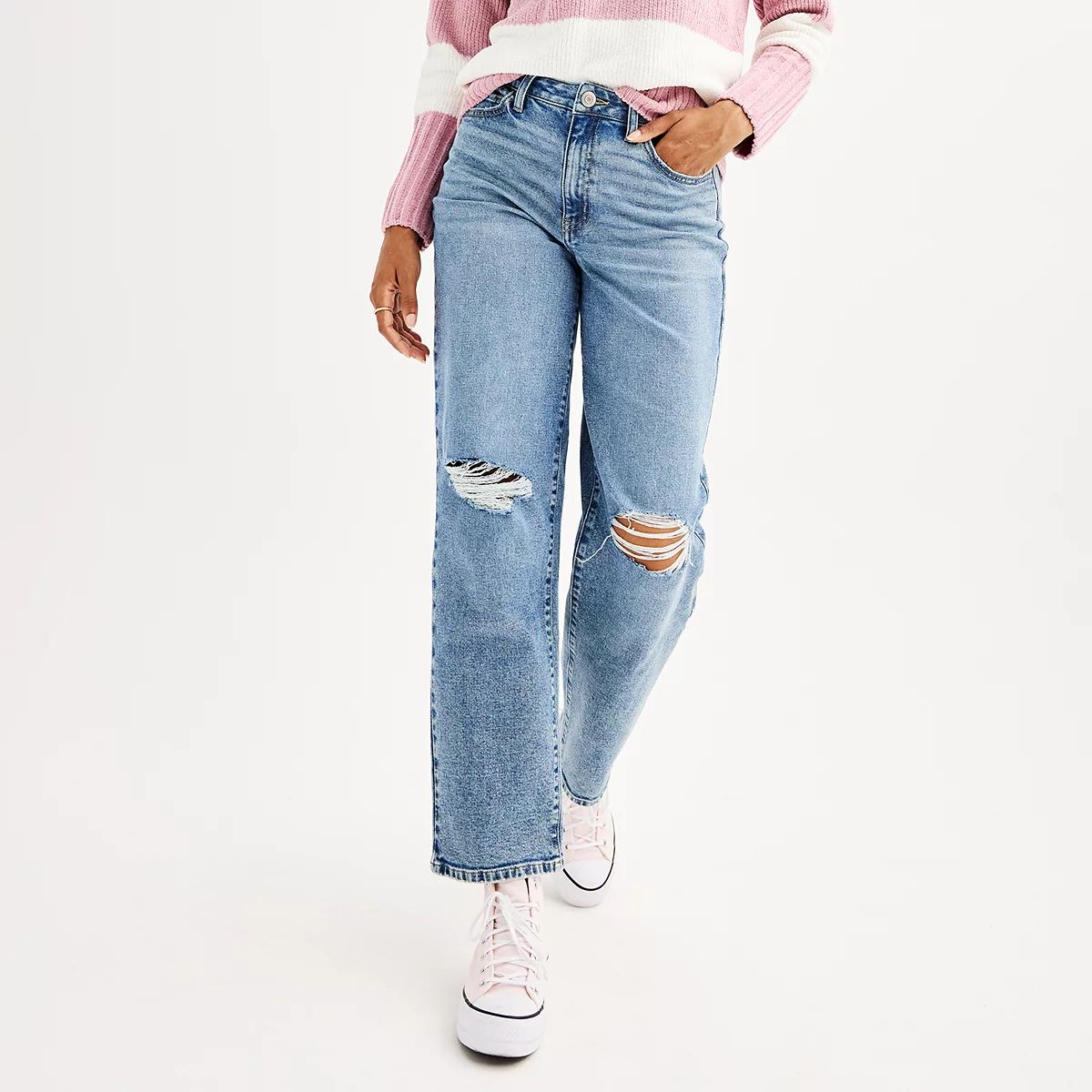 Juniors' SO® High-Rise Baggy Straight Jeans | Kohl's