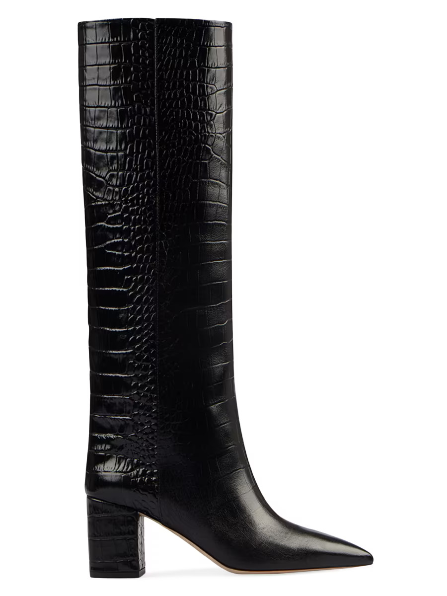 Paris Texas Anja 70MM Crocodile-Embossed Leather Boots | Saks Fifth Avenue | Saks Fifth Avenue