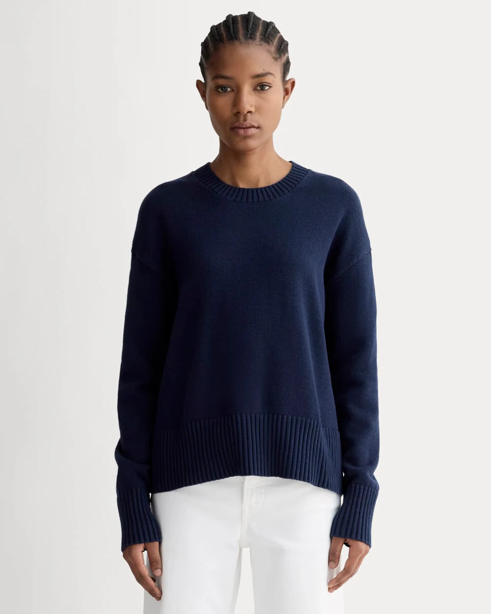 Everlane Boxy Sweater, Everyday Cotton, Navy, Size XXS | Everlane