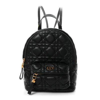 Lambskin Cannage Mini Backpack Black | FASHIONPHILE (US)