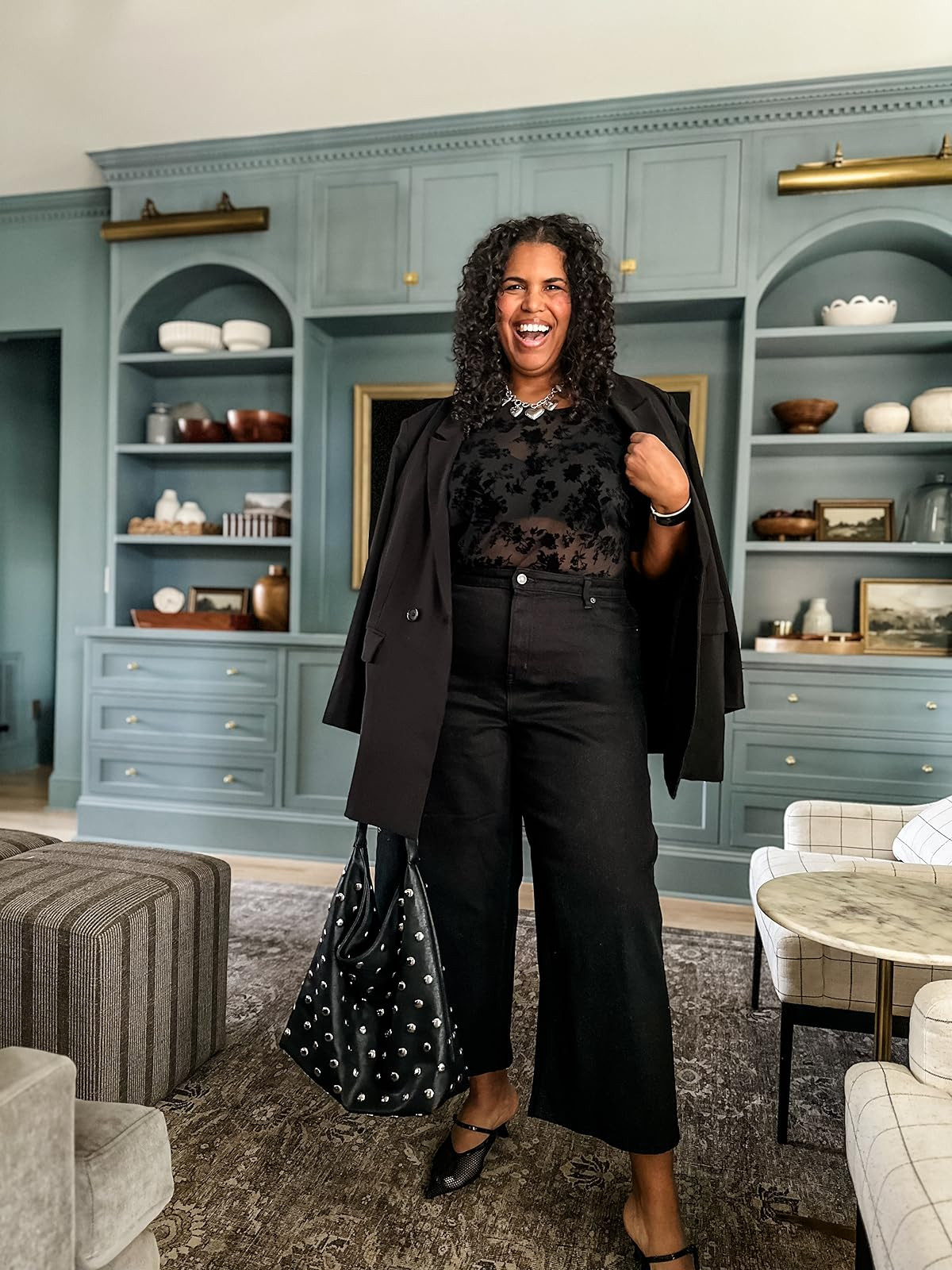 Wearing size 3x in plus shirt, 2x in blazer and size 20 in jeans. Also included a straight size lace shirt #amazonfashion #outfitinspo 

 #LTKootd #LTKOver40 #LTKPlusSize