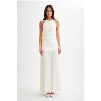 Jillian Pleated Maxi Skirt - Ivory | MESHKI US