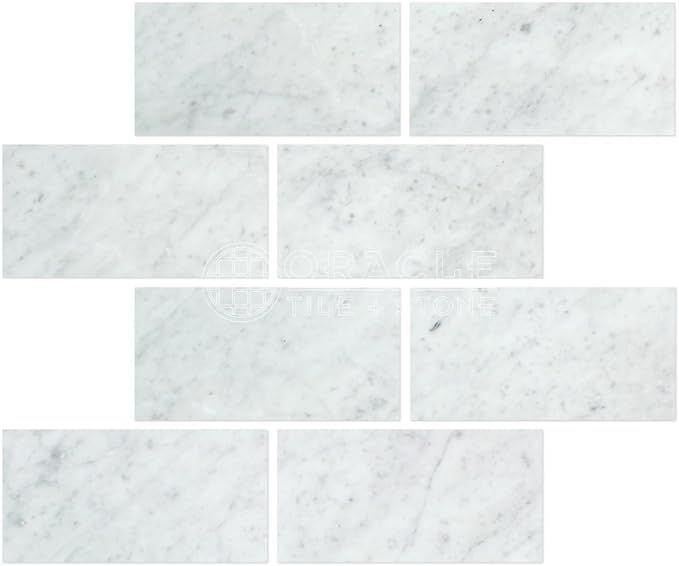Carrara Marble Italian White Bianco Carrera 3x6 Marble Subway Tile Honed | Amazon (US)