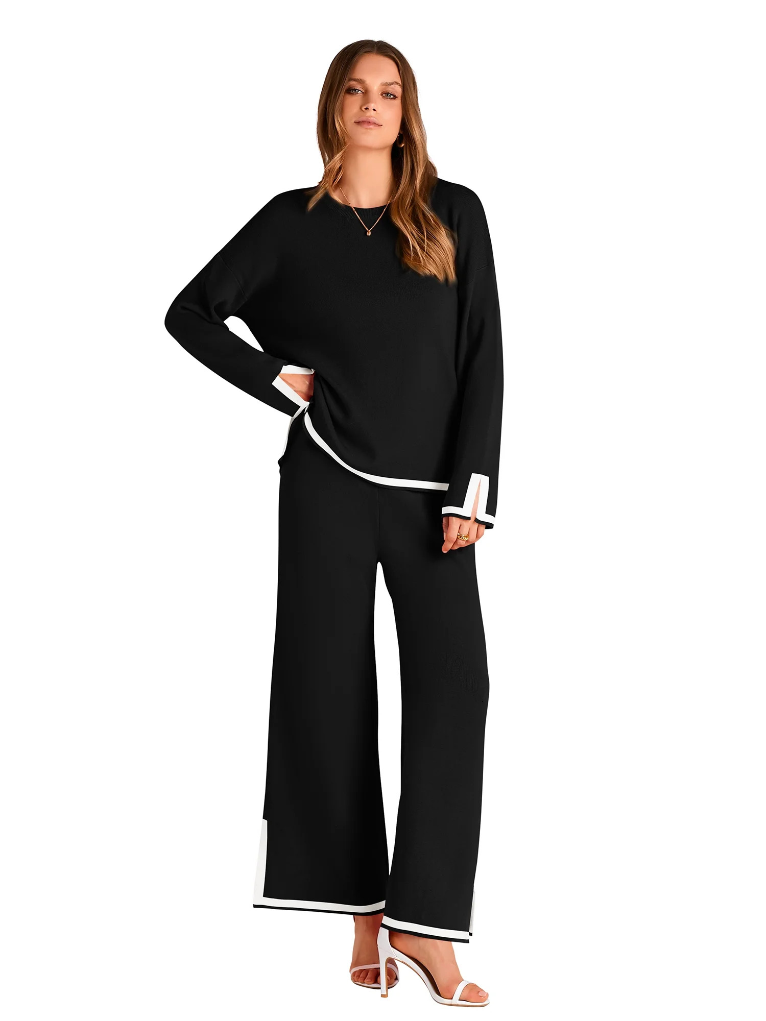 PRETTYGARDEN Women's Long Sleeve Pant Set, Sizes S-XXL | Walmart (US)