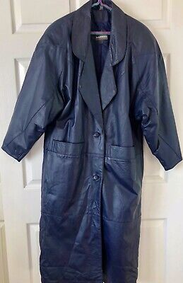 Vintage 80’s Maurices Blue/Purple Long Leather Quilted  Trench Coat Size 12/14  | eBay | eBay US