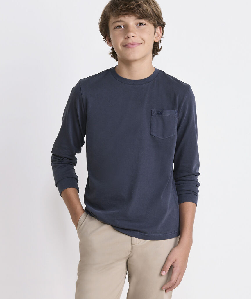 Boys' Garment-Dye Long-Sleeve Surf Pocket Tee | vineyard vines