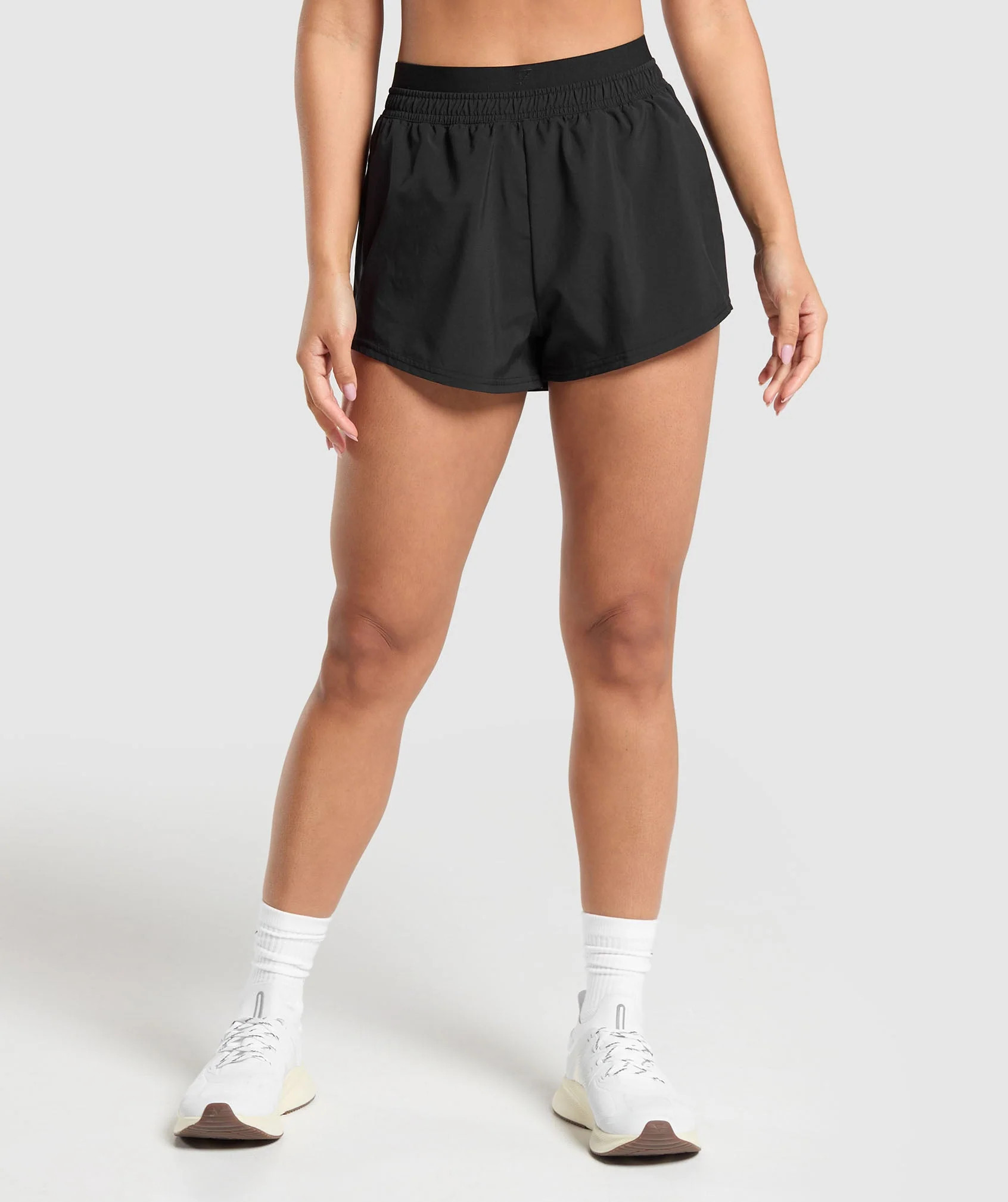 Gymshark Double Waistband Shorts - Black/Black | Gymshark US