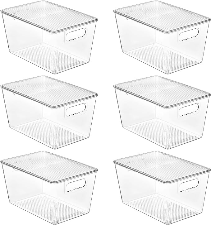 Vtopmart 6 Pack Clear Stackable Storage Bins with Lids, Large Plastic Containers with Handle for ... | Amazon (US)