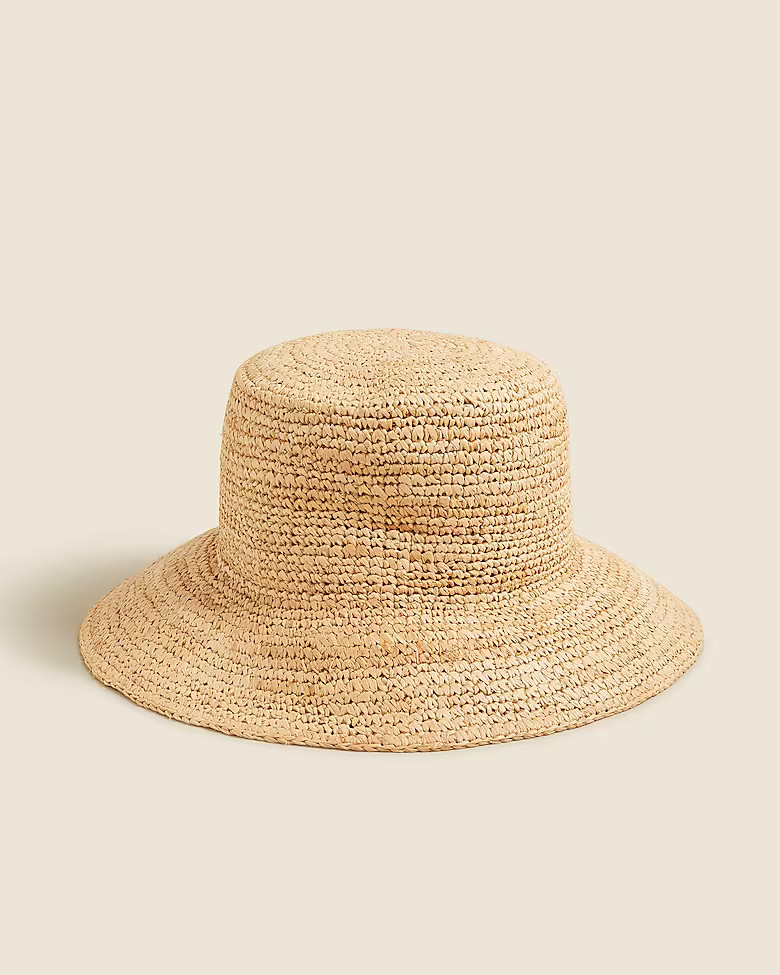 Wide-brim raffia bucket hat | J. Crew US
