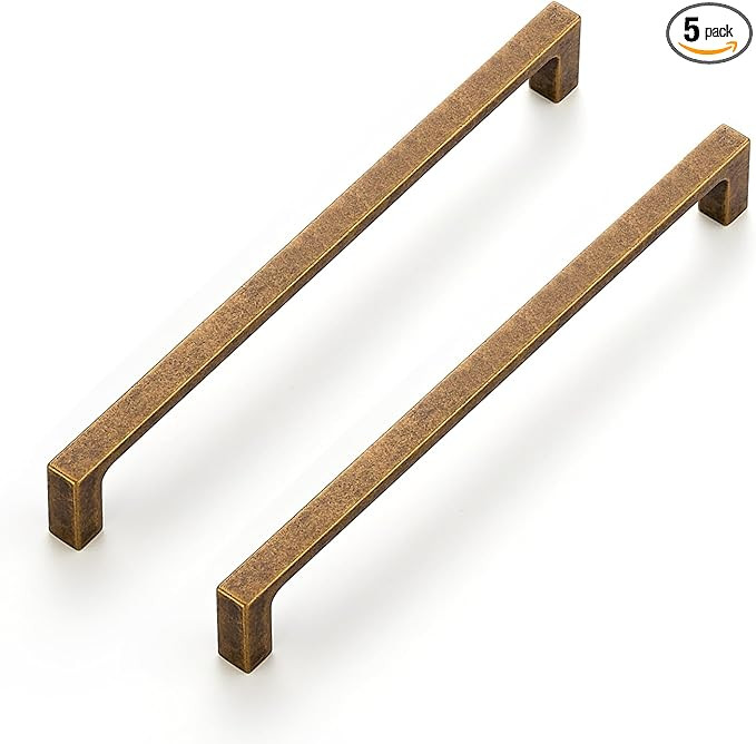 Ravinte 5 Pack Solid 7-1/2 Inch Kitchen Square Cabinet Handles Antique Brass Pulls Drawer Pulls K... | Amazon (US)