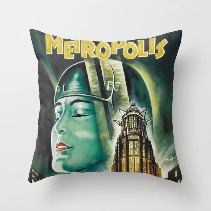 Fritz Lang's Metropolis 1927 Science Fiction Film Wall Art Promotion Poster Throw Pillow | Society6