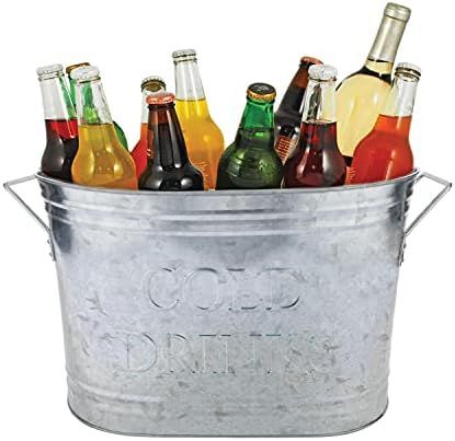 Amazon.com: Twine Cold Drinks Ice Bucket, Galvanized Metal Drink Tub, Wine And Beer Chiller, Beve... | Amazon (US)