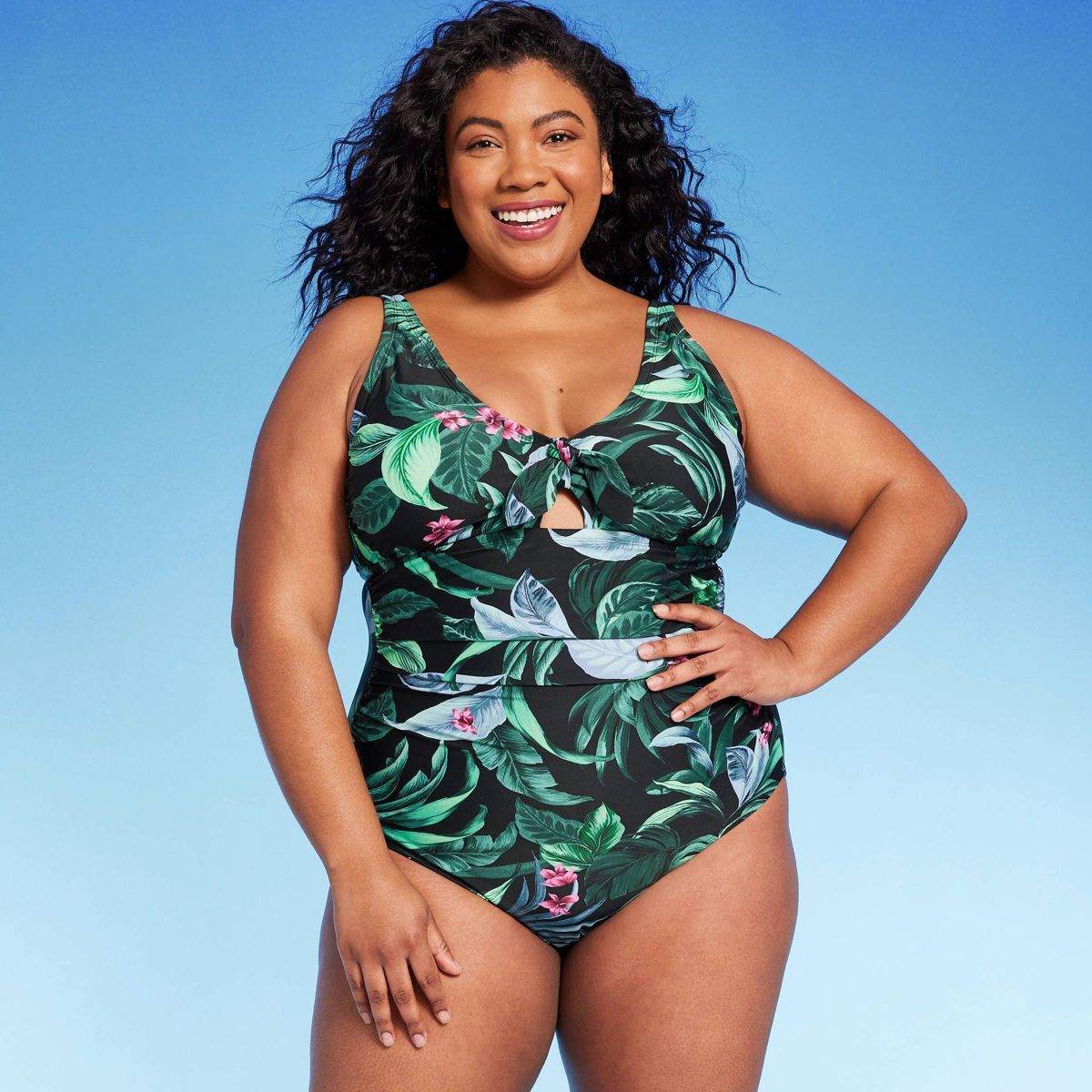 Women's Full Coverage Tummy Control Tie-Front One Piece Swimsuit - Kona Sol™ Multi | Target