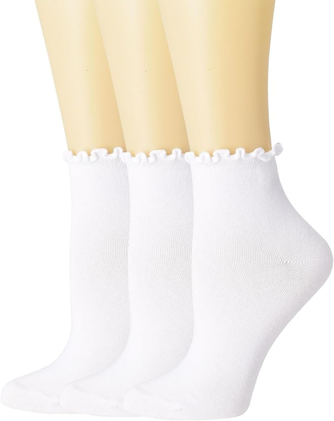 SRYL Ruffle Ankle Socks for Women's,Casual Cute Turn-Cuff Socks Soft Breathable Knit Cotton Lettu... | Amazon (US)