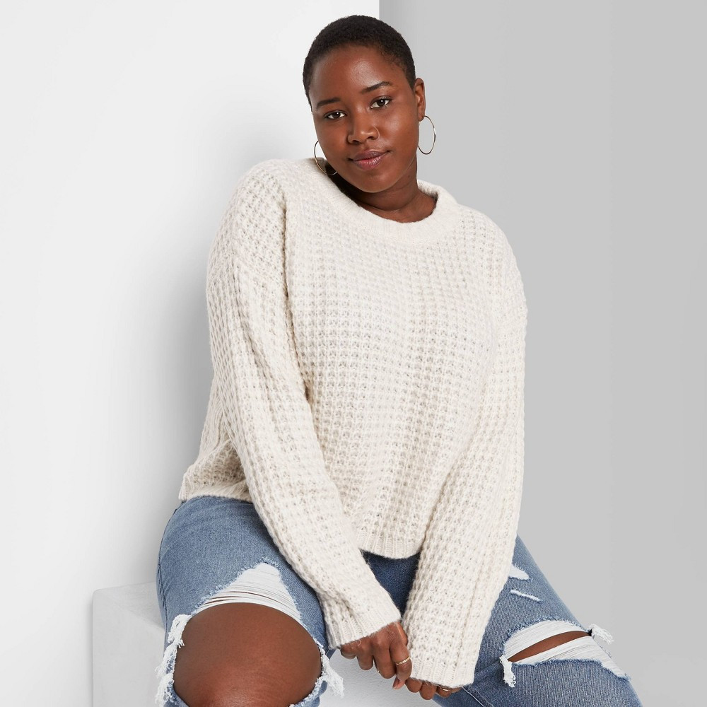 Women's Plus Size Crewneck Waffle Knit Pullover Sweater - Wild Fable™ | Target