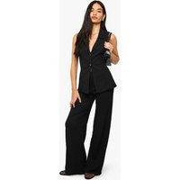 Womens Crinkle Wide Leg Trouser - Black - 2 | boohoo (US & Canada)