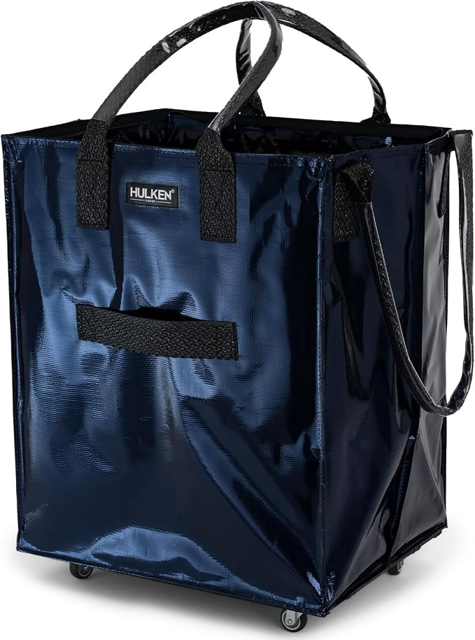 (Medium, Midnight Blue) Reusable Grocery Bag On Wheels, Shopping Trolley, Rolling Tote, Zipper Cl... | Amazon (US)